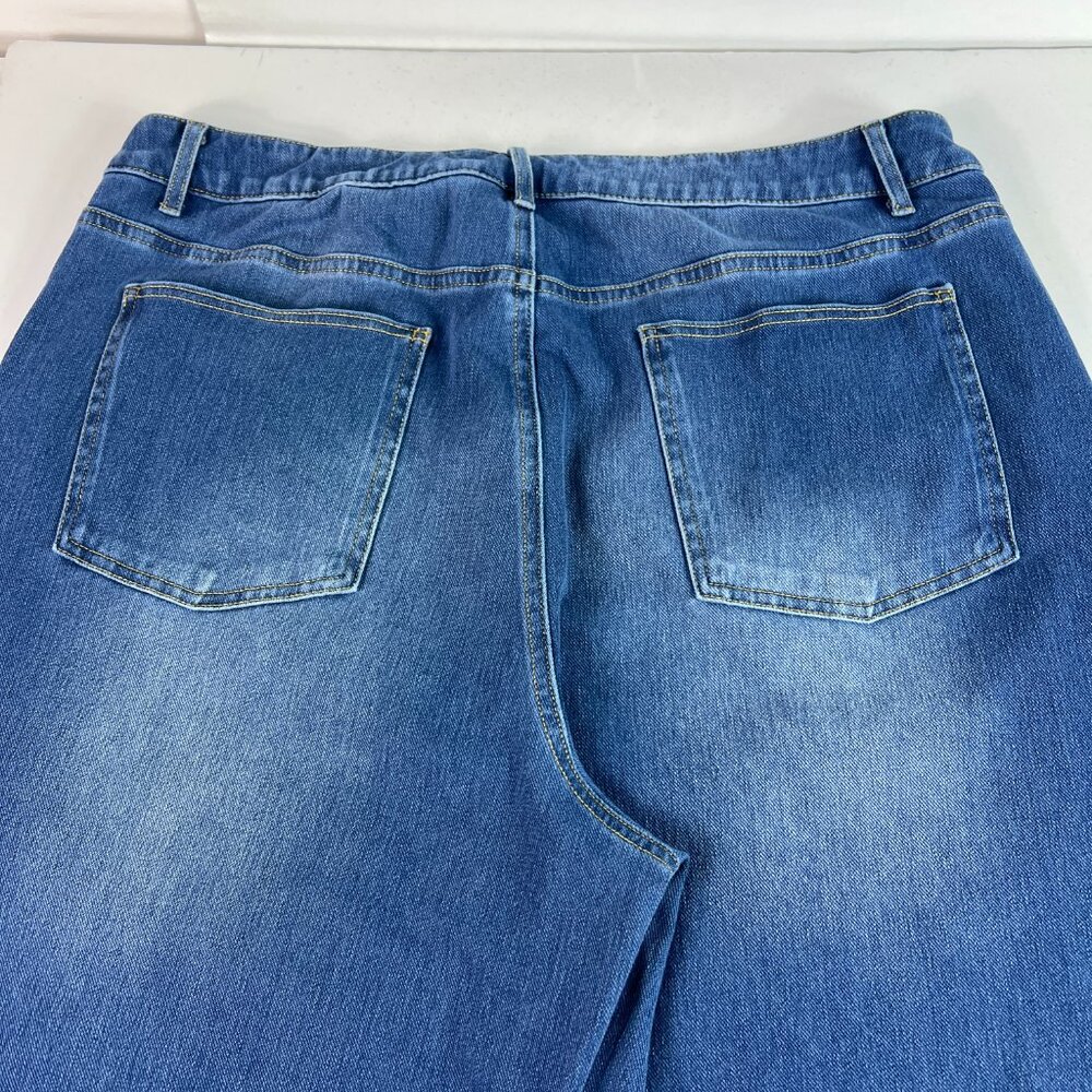Halara Jeans Women's 36x23* High Rise Rolled Hem Wide Leg Crop Blue Denim No Tag - Picture 10 of 16